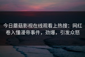 今日蘑菇影视在线观看上热搜：网红卷入懂漫帝事件，劲爆，引发众怒