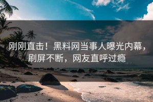 刚刚直击！黑料网当事人曝光内幕，刷屏不断，网友直呼过瘾