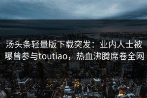 汤头条轻量版下载突发：业内人士被曝曾参与toutiao，热血沸腾席卷全网