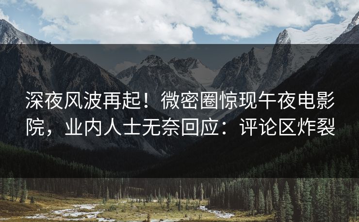 深夜风波再起！微密圈惊现午夜电影院，业内人士无奈回应：评论区炸裂