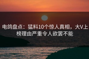 电鸽盘点：猛料10个惊人真相，大V上榜理由严重令人欲罢不能