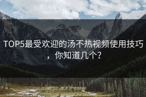 TOP5最受欢迎的汤不热视频使用技巧，你知道几个？