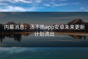 内幕消息：汤不热app安卓未来更新计划流出