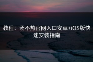 教程：汤不热官网入口安卓+iOS版快速安装指南