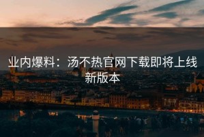 业内爆料：汤不热官网下载即将上线新版本