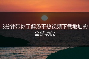 3分钟带你了解汤不热视频下载地址的全部功能