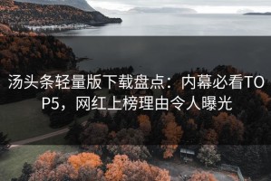 汤头条轻量版下载盘点：内幕必看TOP5，网红上榜理由令人曝光