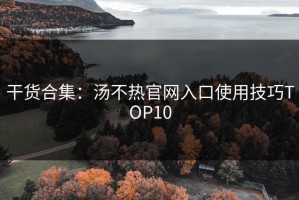 干货合集：汤不热官网入口使用技巧TOP10