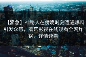 【紧急】神秘人在傍晚时刻遭遇爆料引发众怒，蘑菇影视在线观看全网炸锅，详情速看