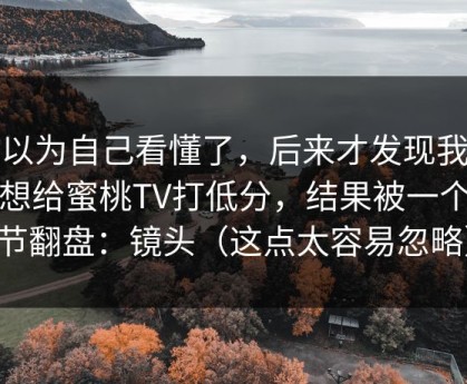 我以为自己看懂了，后来才发现我本来想给蜜桃TV打低分，结果被一个细节翻盘：镜头（这点太容易忽略）
