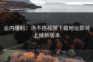 业内爆料：汤不热视频下载地址即将上线新版本