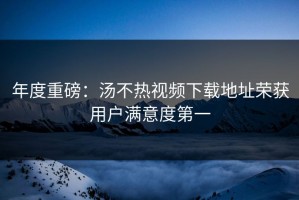 年度重磅：汤不热视频下载地址荣获用户满意度第一