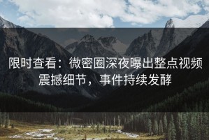 限时查看：微密圈深夜曝出整点视频震撼细节，事件持续发酵