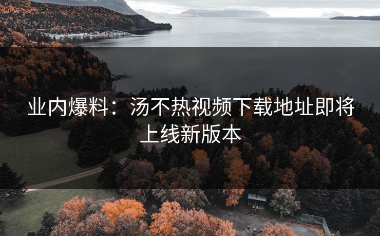 业内爆料：汤不热视频下载地址即将上线新版本