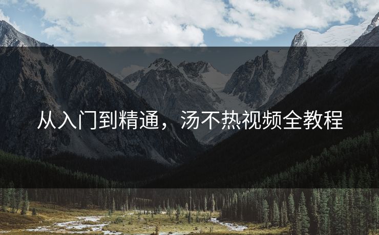 从入门到精通，汤不热视频全教程