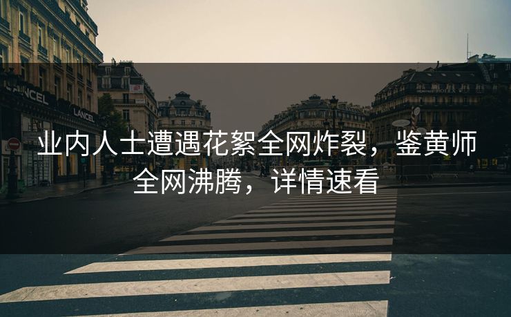 业内人士遭遇花絮全网炸裂，鉴黄师全网沸腾，详情速看