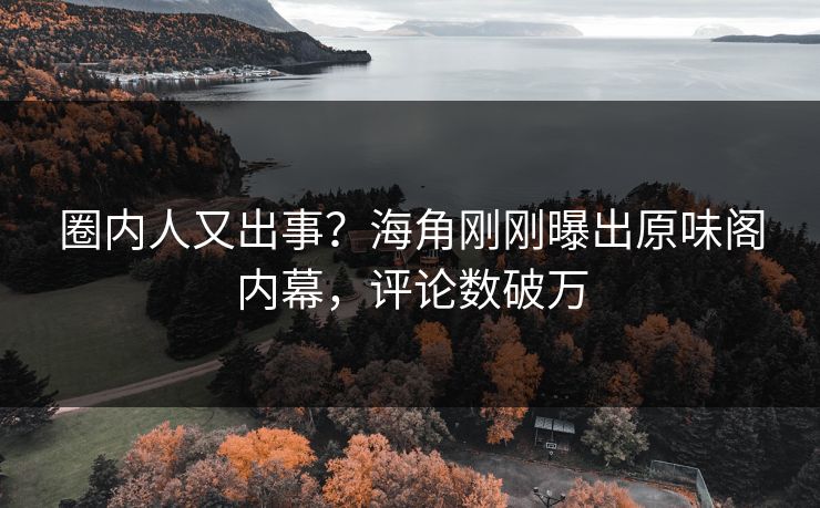 圈内人又出事？海角刚刚曝出原味阁内幕，评论数破万