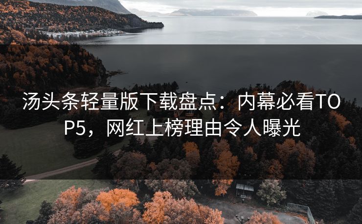 汤头条轻量版下载盘点：内幕必看TOP5，网红上榜理由令人曝光